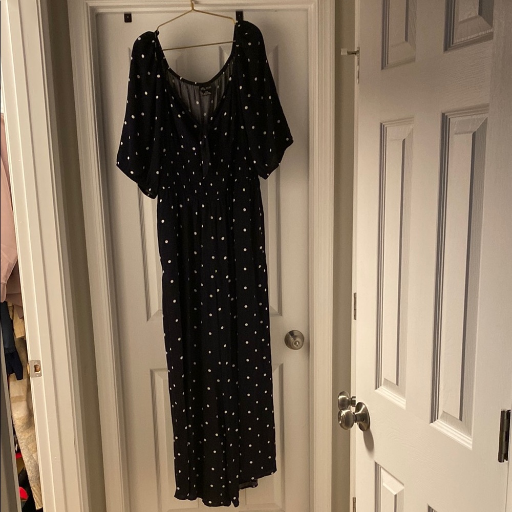 City Chic Navy Dress with White Dots